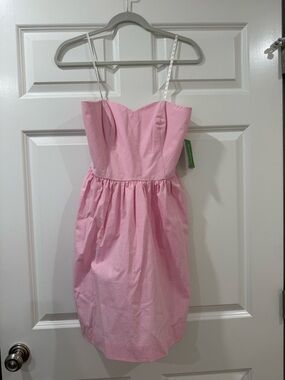 Lilly Pulitzer Pink Seersucker Strapless Dress